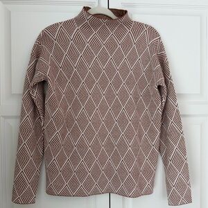 H by Halston Mock Neck Diamond Pattern Turtleneck Sweater